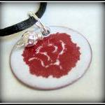 Pendant - Red Flower On Wh..