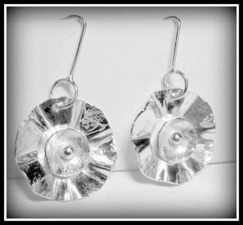 Earrings - Hand Forged Sterling Flowers