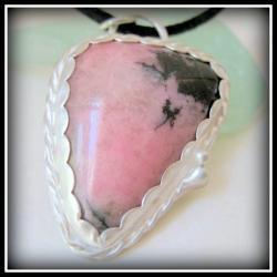 Pendant - Pink Black Rhodonite Sterling