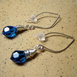 Earrings - Sapphire Blue Swarovski Crystal Sterling